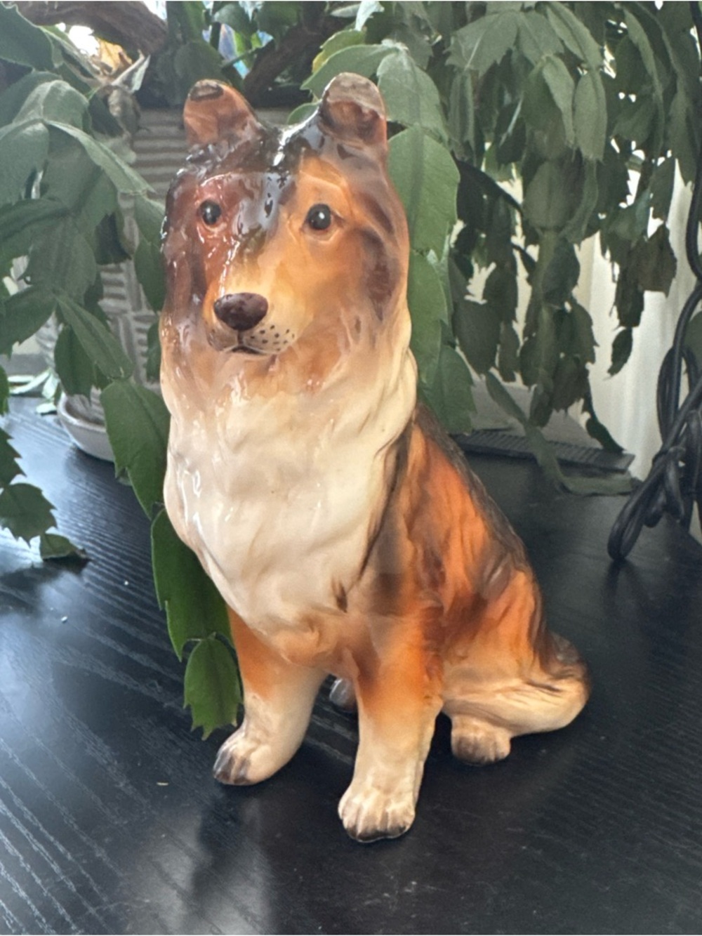 Vtg Collie Dog Seated 7.5" tall Figurine Fine Porcelain MCM MUST SEE Amazing